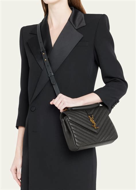 ysl college medium all black|ysl medium flap shoulder bag.